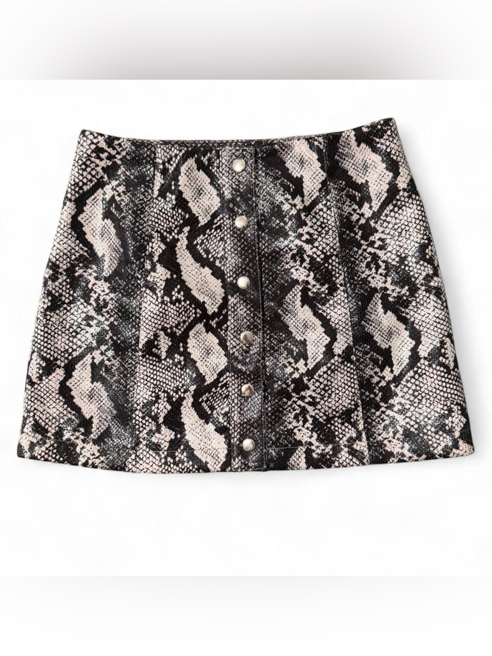 Urban Outfitters faux leather snakeskin print snap mini skirt